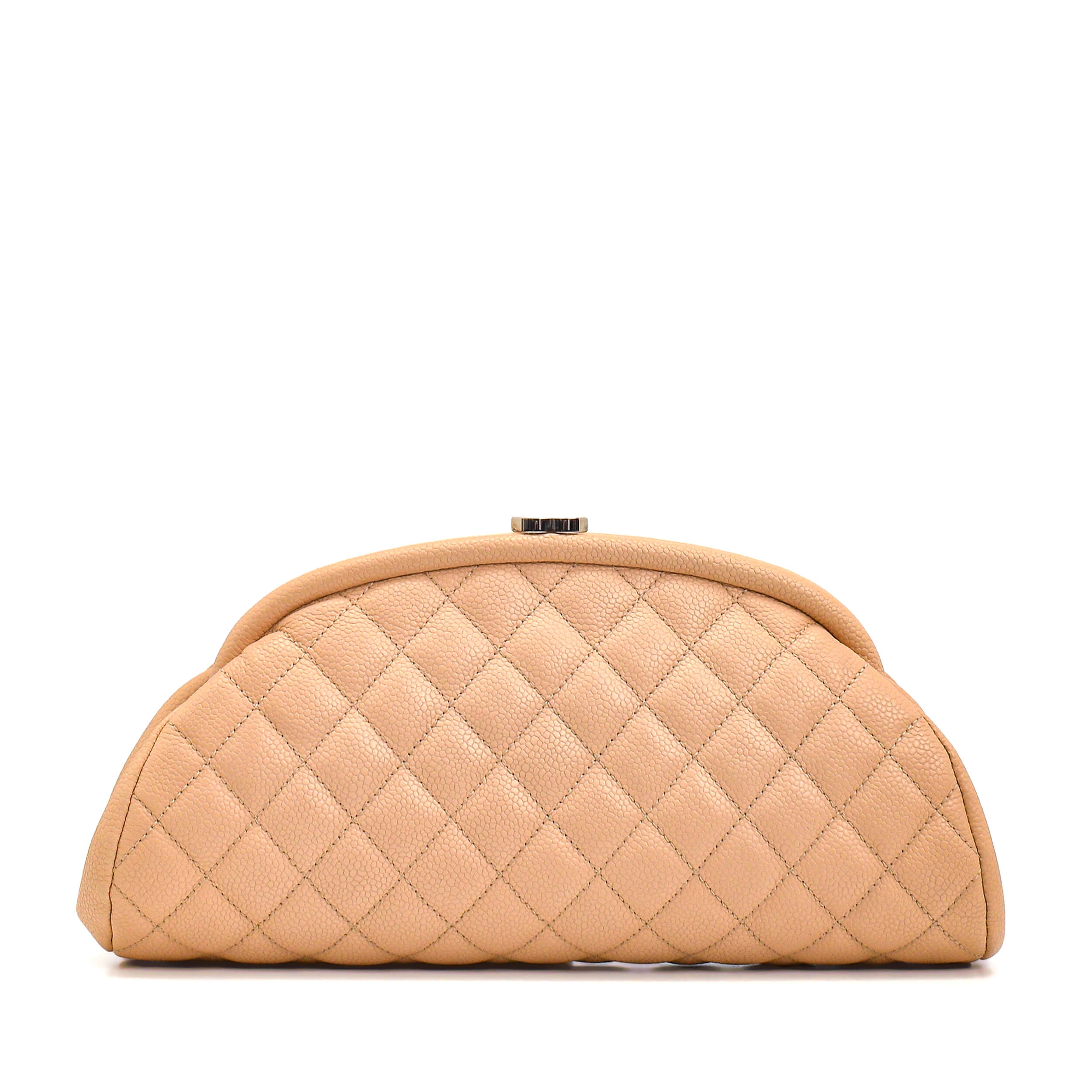 Chanel - Ivory Quilted Calfskin Leather Timeless CC Clutch